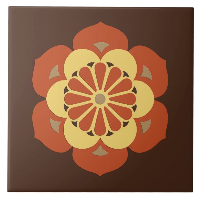 Lotus Flower Mandala, Brown, Rusta e Amarelo (Frente)