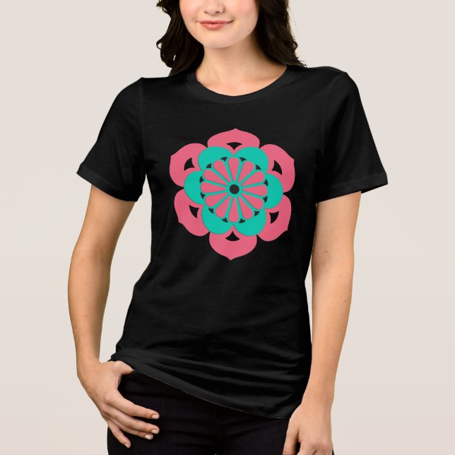 Lotus Flower Mandala, Coral Rosa e Turquesa (Frente)