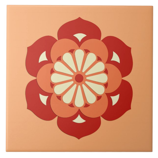 Lotus Flower Mandala, Pastel Orange e Mandarin (Frente)
