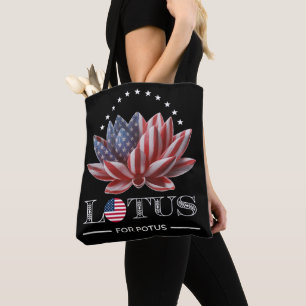 Lotus For Potus Harris Walz 2024 Tote Bag