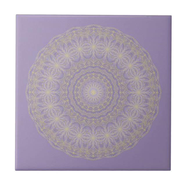 Lotus Mandala em Lilac e Dourado (Frente)