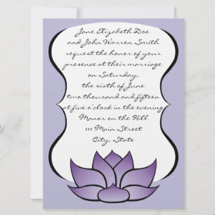 Lotus requintado no Convite para Casamento Roxo