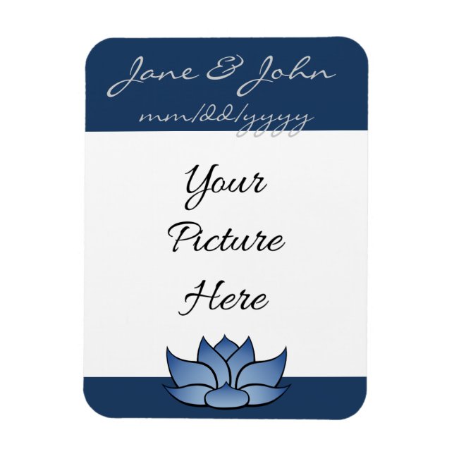 Lotus requintado no ímã Blue Save-the-Date (Vertical)