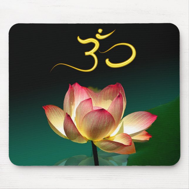 Lotus rosa no cheio com Om, mouse pad (Frente)