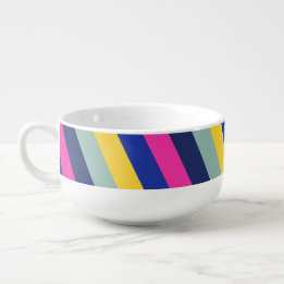 Louça Para Sopa Padrão na moda cor-de-rosa amarelo azul stripes