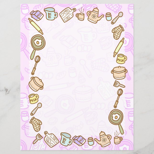 Louças de Cozinha Lindas Folha de Papel Rosa (Frente)