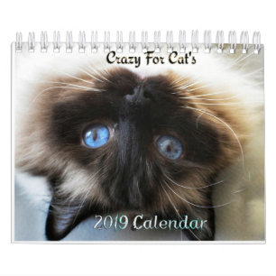 Louco sobre o calendário de parede dos gatos 2019