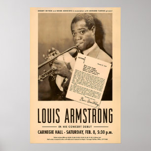 Louis Armstrong - Billie Holiday pôster de jazz - 