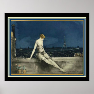 Louis Icart "Balcony in Paris" Deco Impressão 16x2