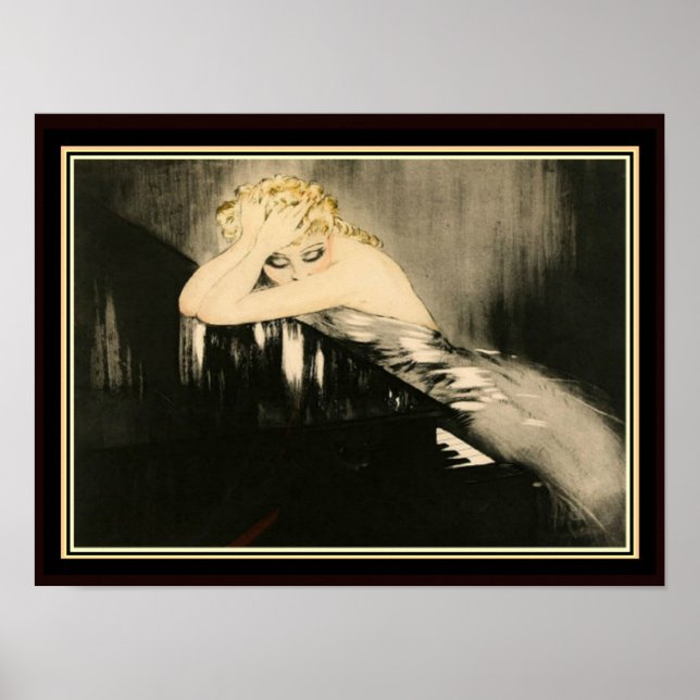 Louis Icart "Loira no Piano" Poster (Frente)