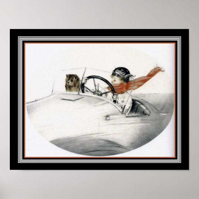 Louis Icart "Sunday Drive" Art Deco Impressão (Frente)