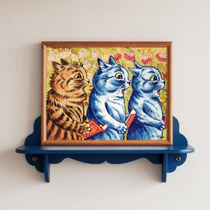 Louis Wain Cantando Gatos Poster vintage Whimsical