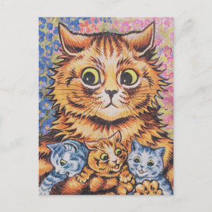 LOUIS WAIN CAT MOM COM CARTÃO POSTAL KITTENS