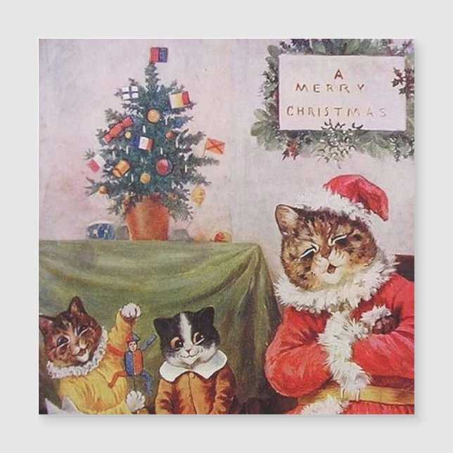 Louis Wain Christmas Cats Vintage Victorian Family (Frente)