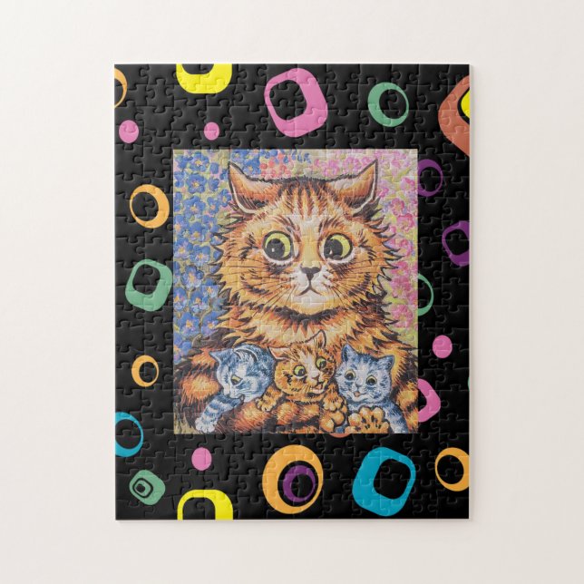 LOUIS WAIN MOM CAT COM KITTENS QUEBRA-CABEÇA (Vertical)
