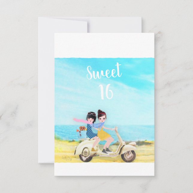 Loulou & Ting * Happy Birthday Sweet 16 Girls Card (Frente)
