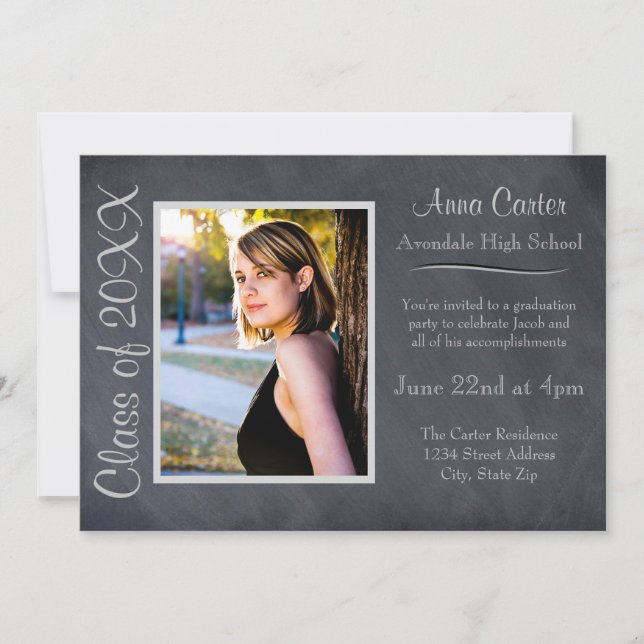 Lousa de Giz Preta/Cinza - Anúncio de Formatura (Frente)