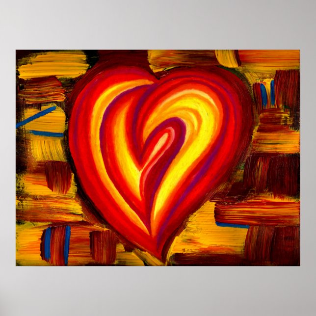 Love Abstrato Heart Oil Pastel Poster (Frente)