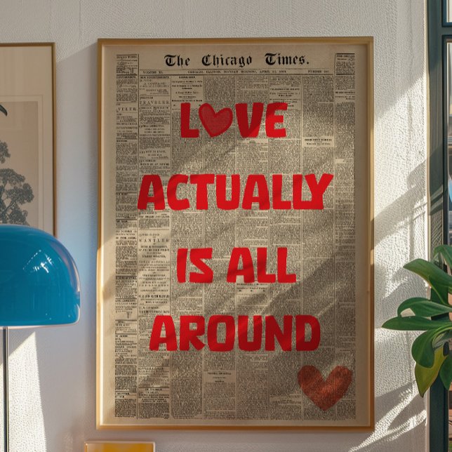 Love Actually Is All Around Vintage Wall Poster (Criador carregado)