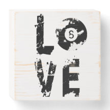 Love Billiard Design Wood Box Sinal