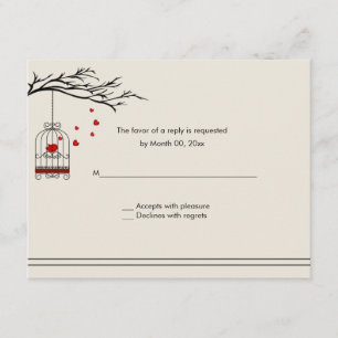 Love Bird em uma RSVP de Casamento de Birdcage