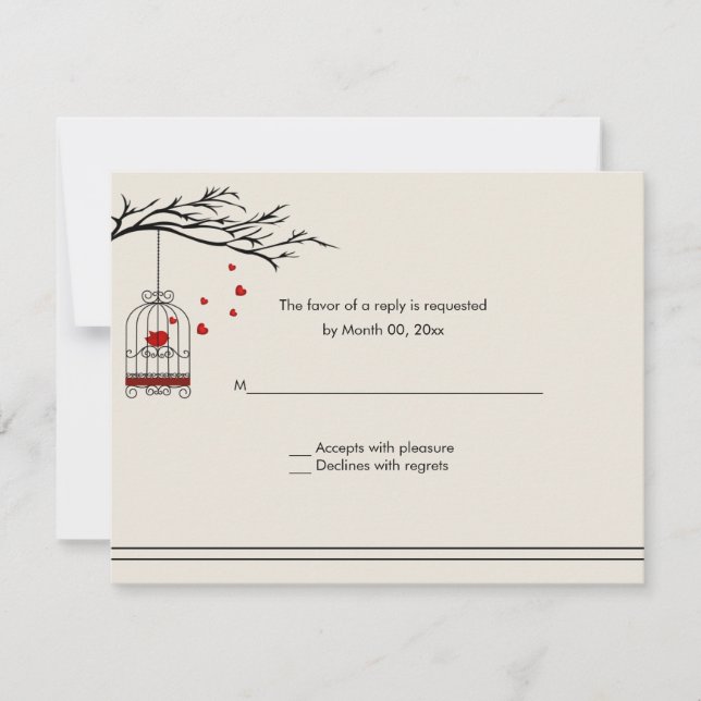 Love Bird em uma RSVP de Casamento de Birdcage (Frente)