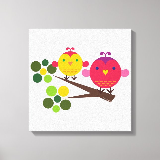 Love Birdies Stretretch Canvas print Wall Art (Frente)
