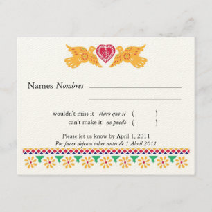 Love Birds Papel Picado Estilo RSVP Card