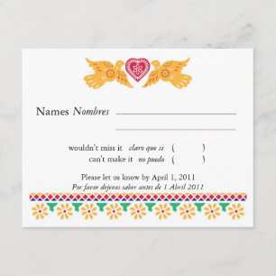 Love Birds Papel Picado Estilo RSVP Card