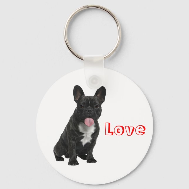 Love Black French Buldogue Puppy Dog Chaveiro (Frente)