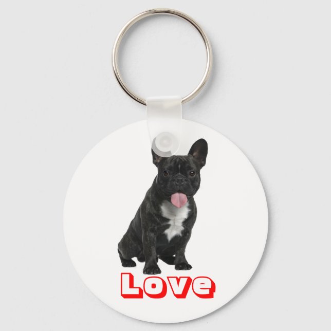 Love Black French Buldogue Puppy Dog Chaveiro (Frente)