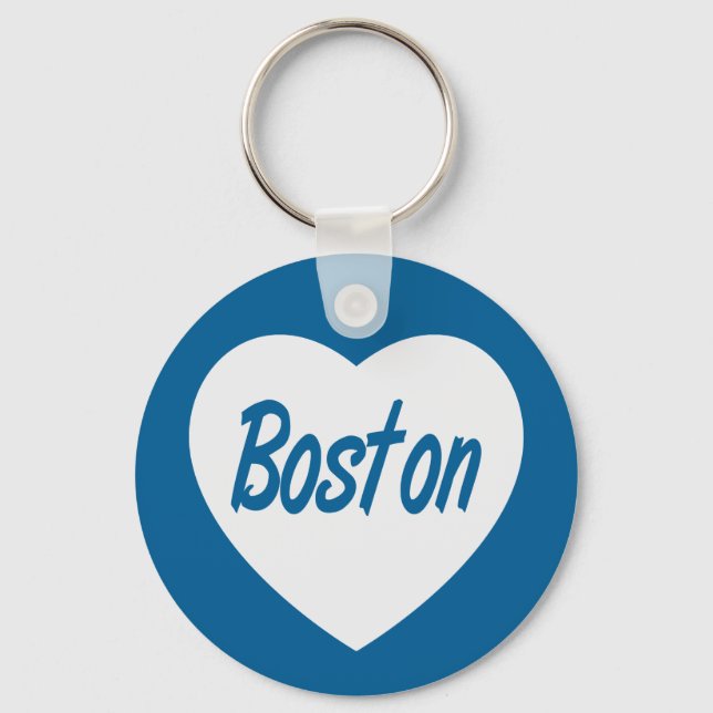 Love Boston MÃE White Heart Chaveiro (Frente)