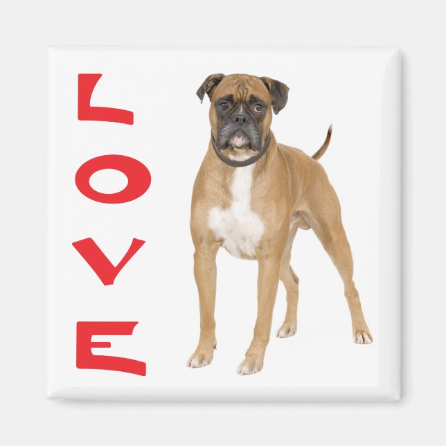 Love Boxer Puppy Dog Imã de geladeira (Frente)