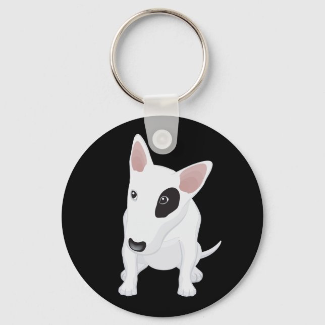Love Bull Terrier Puppy Dog Black Chaveiro (Frente)