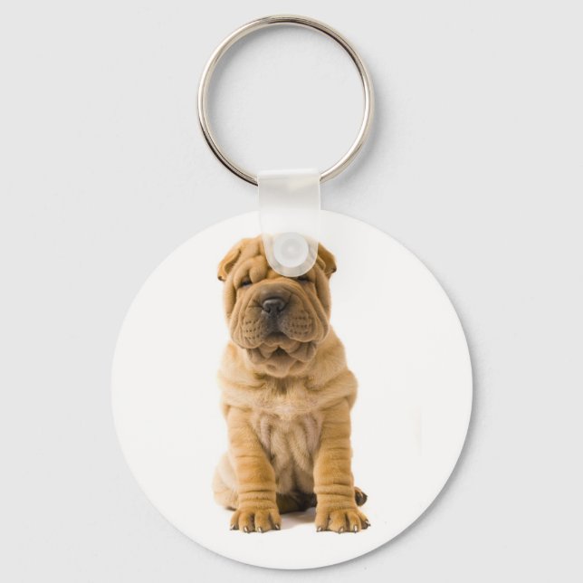 Love Chinese Shar Pei Puppy Dog Chaveiro (Frente)