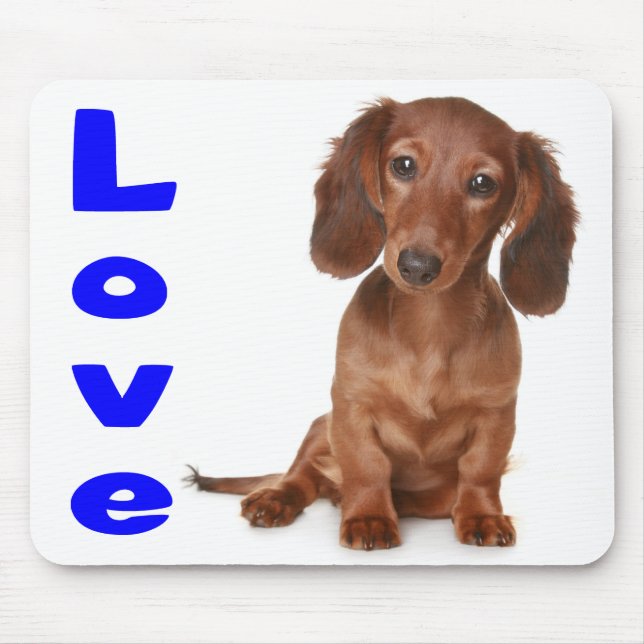 Love Dachshund Puppy Dog Computer Mousepad (Frente)