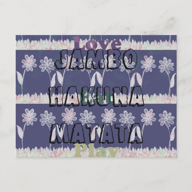 Love Eat Play Jambo Hakuna Matata cartão postal fl (Frente)