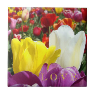 LOVE Floral Tulipa Flores arte Azulejo Dia dos Nam