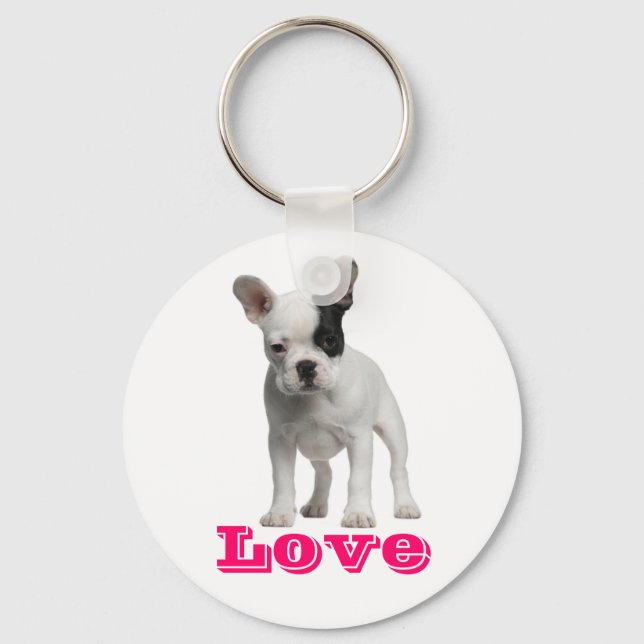 Love French Buldogue Puppy Dog Chaveiro (Frente)