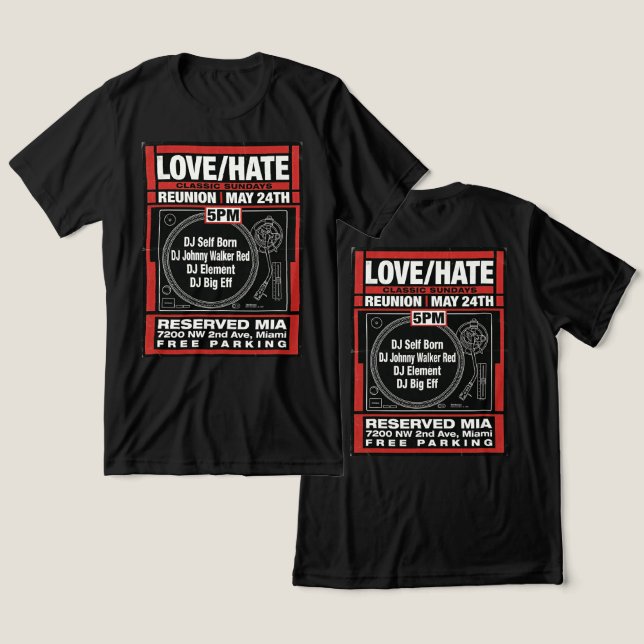 LOVE/HATE CLASSIC SUNDAYS Reunion Tee #2 (Design Frente e Verso)