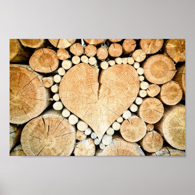 Love Heart Log Firewood Poster (Frente)