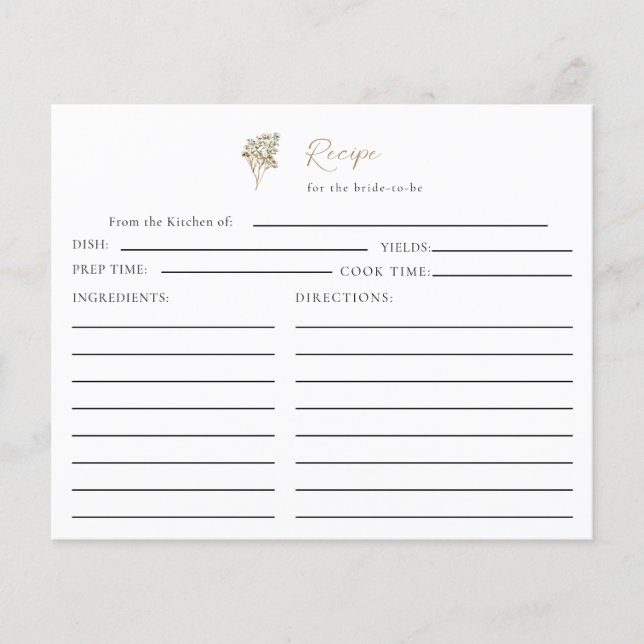 Love is in Bloom Boho Bridal Shower Recipe Floral (Frente)