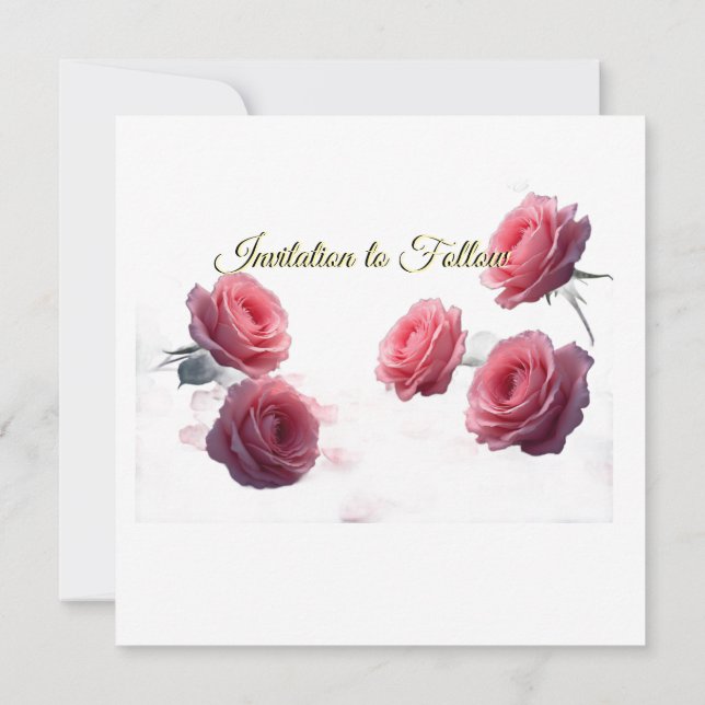 Love is in Bloom Pink Roses Save the Date Wedding (Verso)