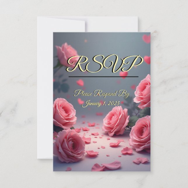 Love is in Bloom RSVP Pink Roses Wedding (Frente)