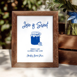 Love Is Sweet Blue Bridal Shower Jam Bar Sign