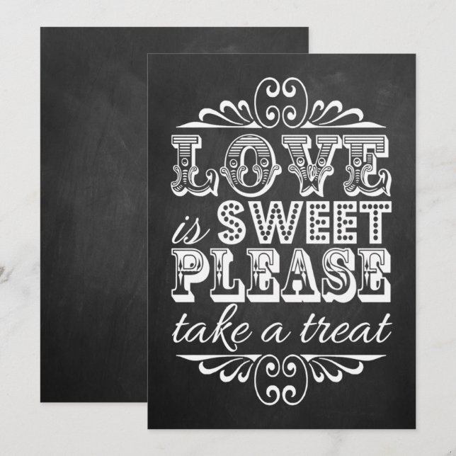 Love Is Sweet - Placa de Casamento de Lousa (Frente/Verso)