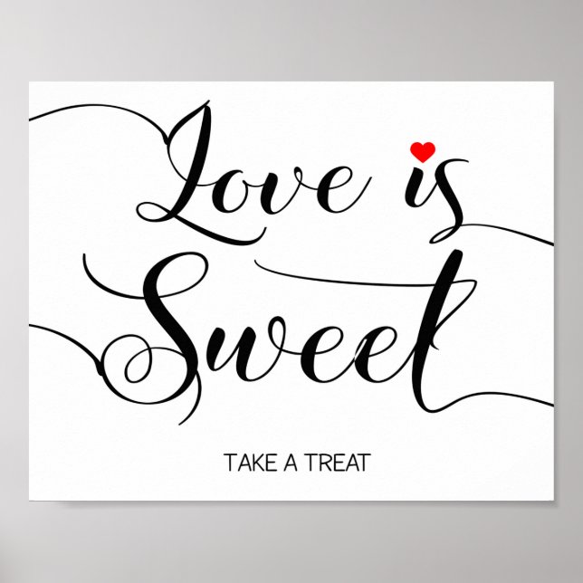 Love is sweet wedding sign poster (Frente)