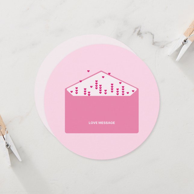 Love Message Pink Hearts Minimalist Cute Funny   (Frente/Verso In Situ)