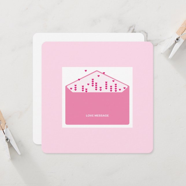 Love Message Pink Hearts Minimalist Cute Funny   (Frente/Verso In Situ)