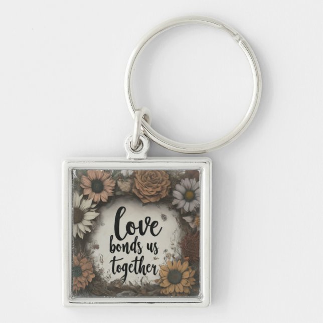 Love nos liga ao Premium Square Chaveiro (Frente)